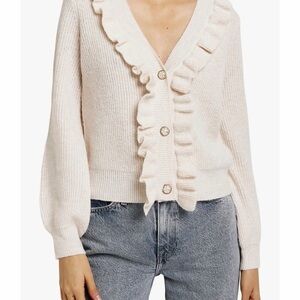 Industry NWT Elegant Cream And Beige Ruffle Cardigan